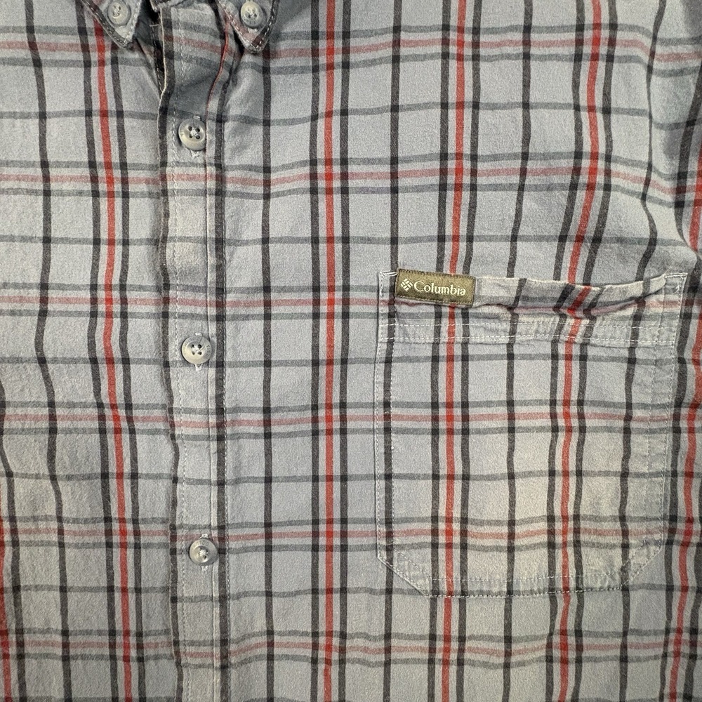 Columbia Men's 4XL Blue & Red Plaid Button Down Shirt Stretch Cotton SEE DESC - Picture 6 of 14